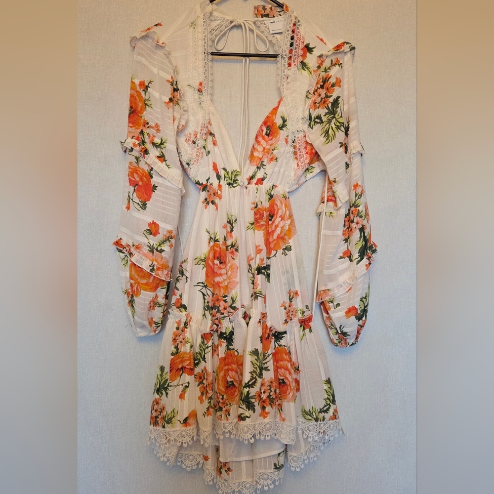 Floral V-Neck Long Sleeve Dress
